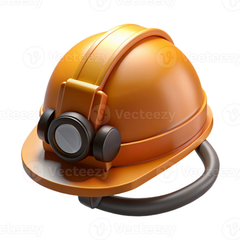 Orange Miner Helmet 3D Render png