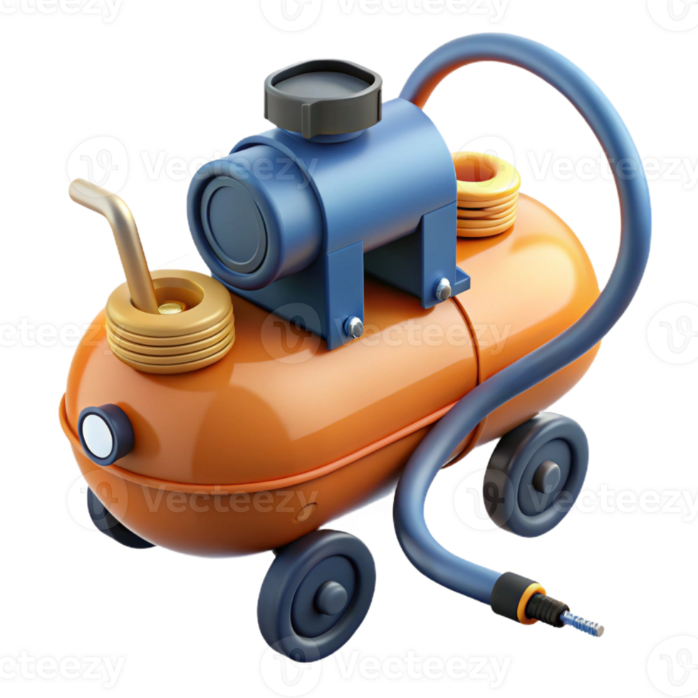 3D Render Orange Air Compressor Illustration png