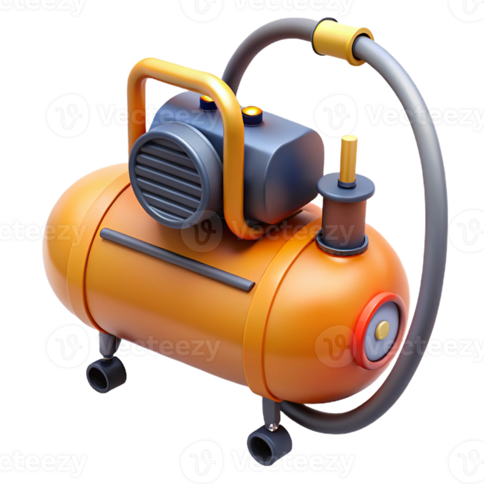 Orange 3D Air Compressor Illustration png