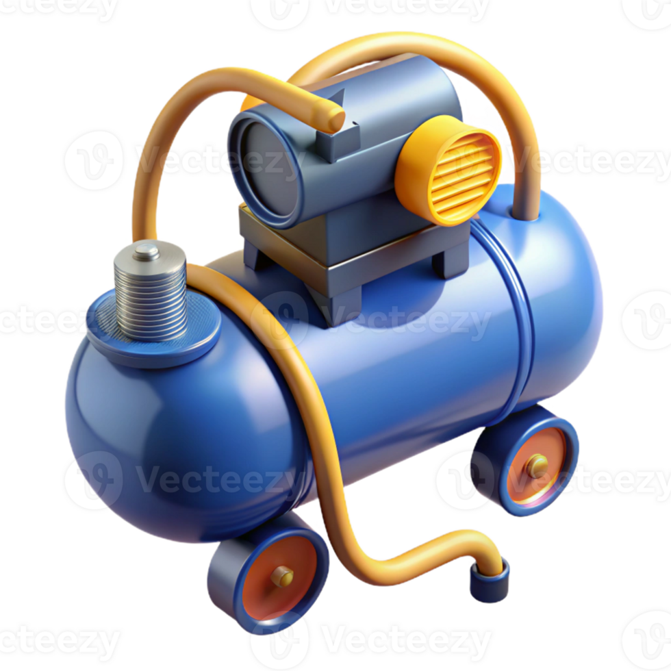 Blue and Yellow 3D Air Compressor Illustration png