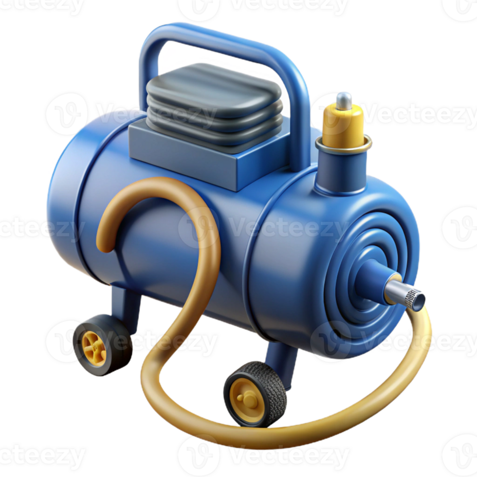 Blue Portable Air Compressor 3D Illustration png