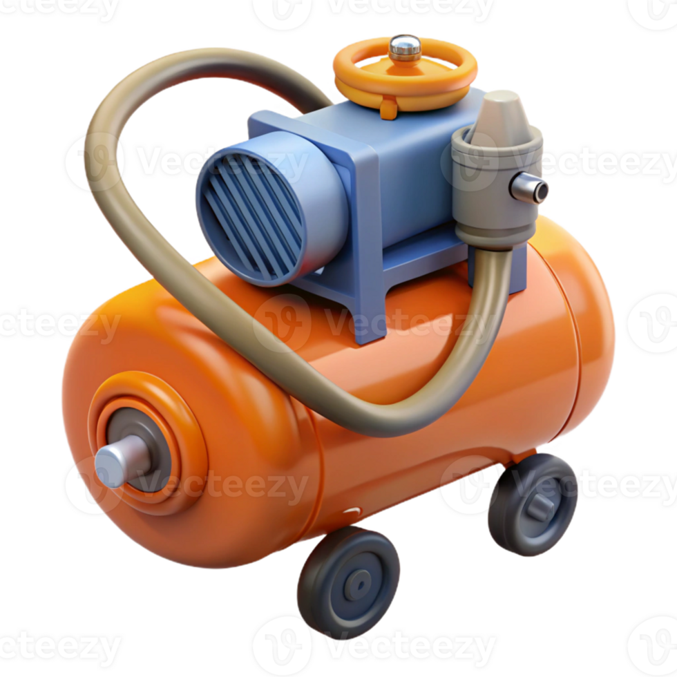 3D Render Orange Air Compressor Illustration png