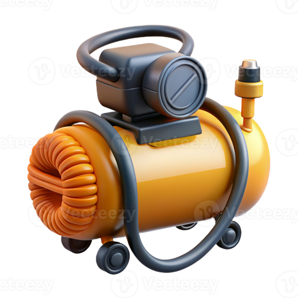 3D Render Yellow Air Compressor Illustration png