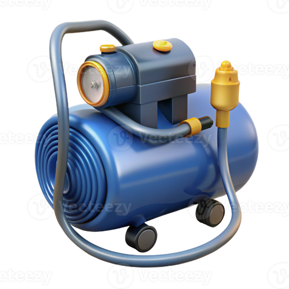 3D Render Blue Air Compressor Illustration png