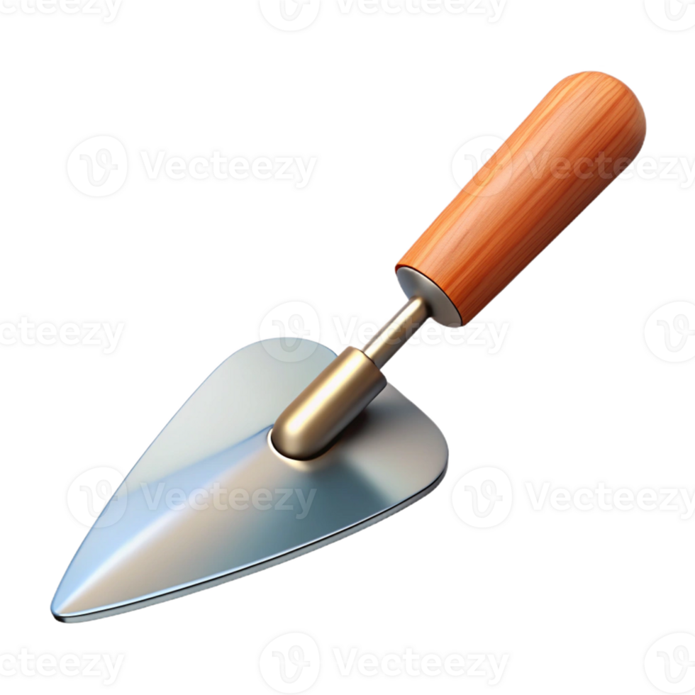 3D Render of a Trowel with Wooden Handle png