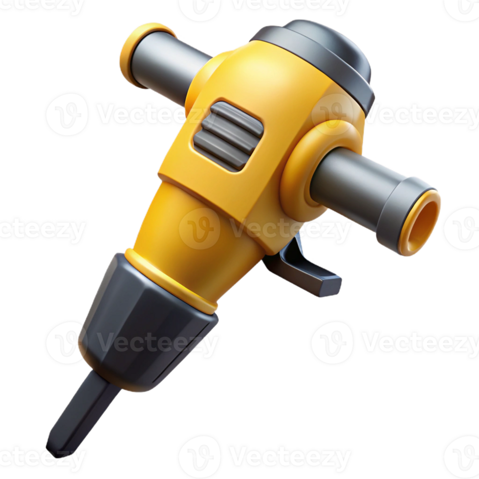 Yellow and Gray 3D Jackhammer Illustration png