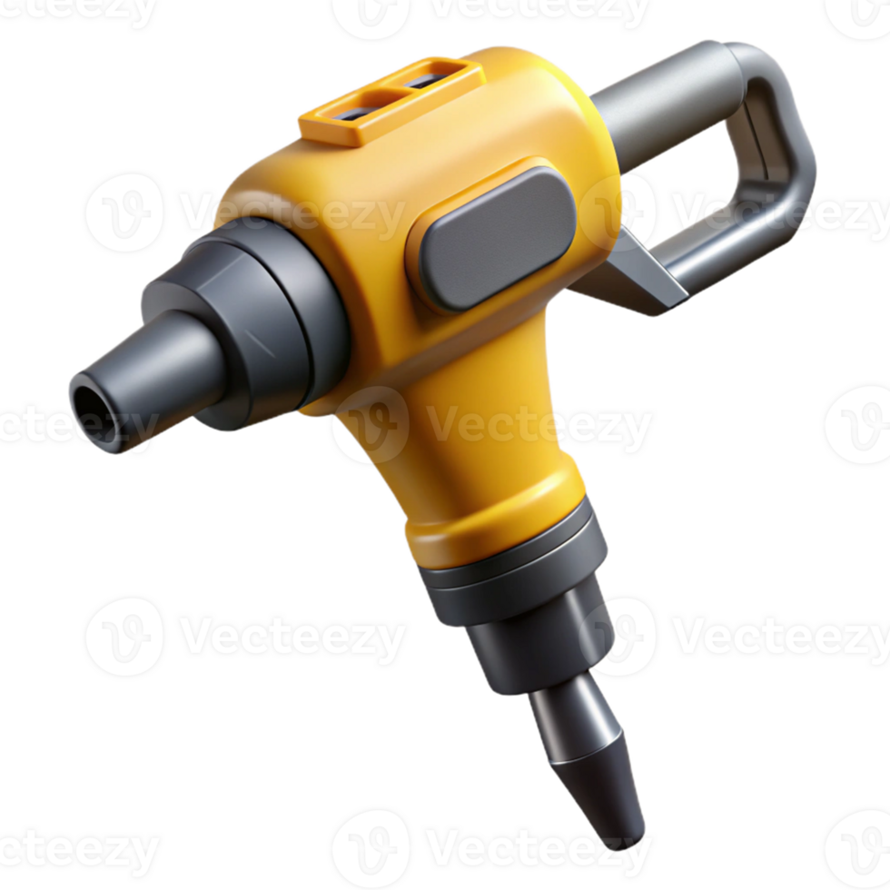 Yellow and Gray 3D Model of a Demolition Hammer png