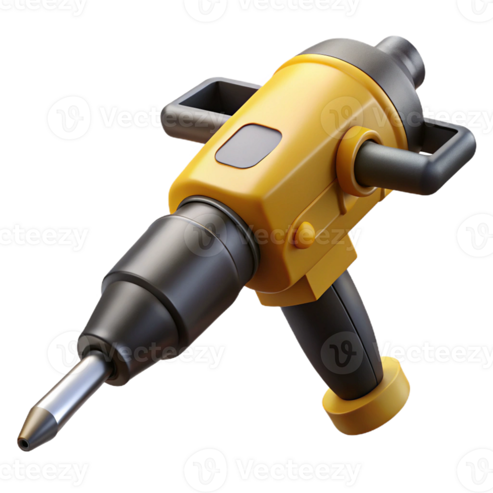 3D Render Yellow and Gray Pneumatic Tool png