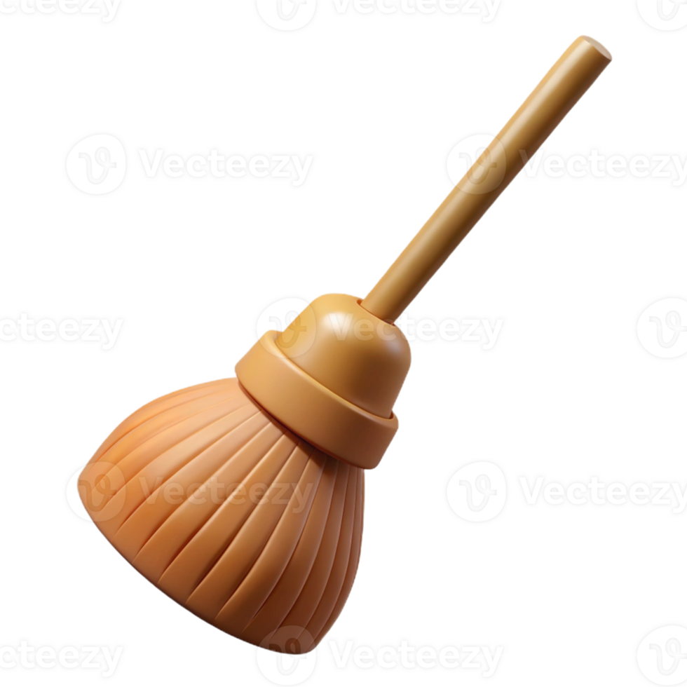 3D Render Broom Illustration png