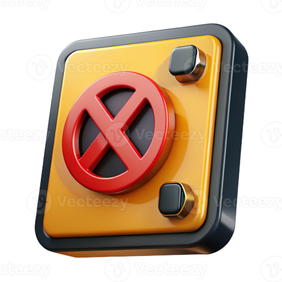3D Render Yellow Box Red Cross Symbol png