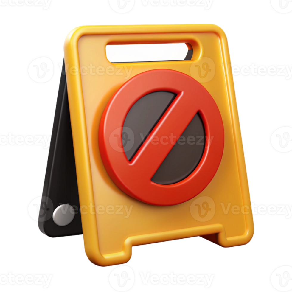 3D Render of a Yellow No Entry Sign png