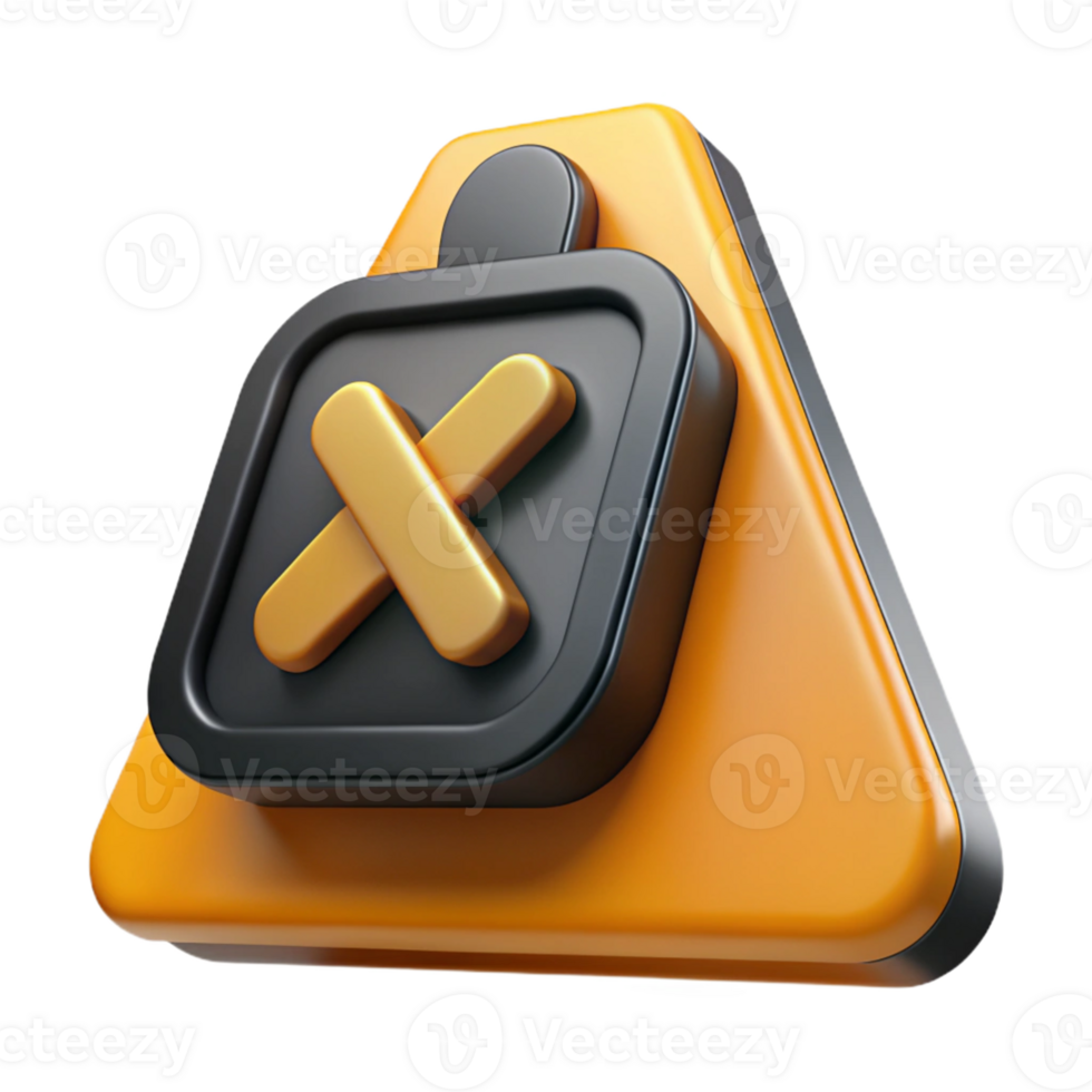 3D Render Orange Triangle Button Icon png
