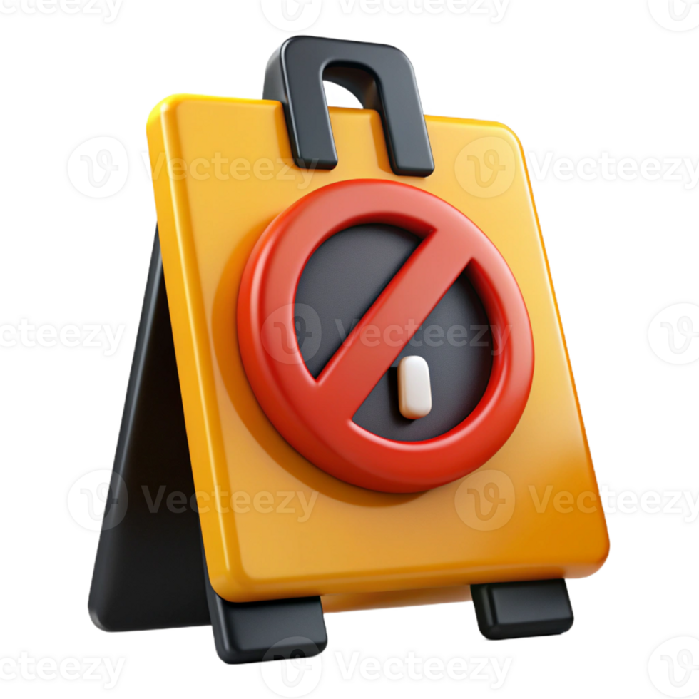 3D Render Yellow Sign Prohibition Symbol png
