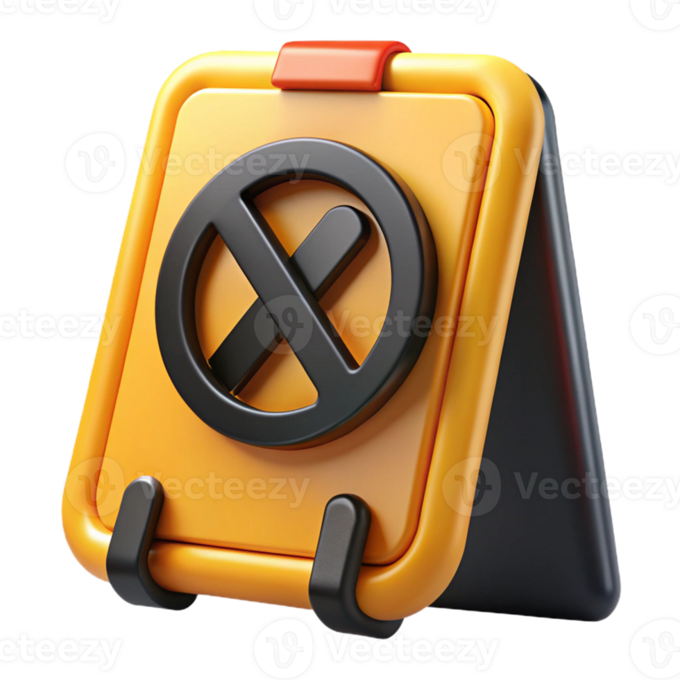 3D Render Yellow Black Prohibition Sign Icon png