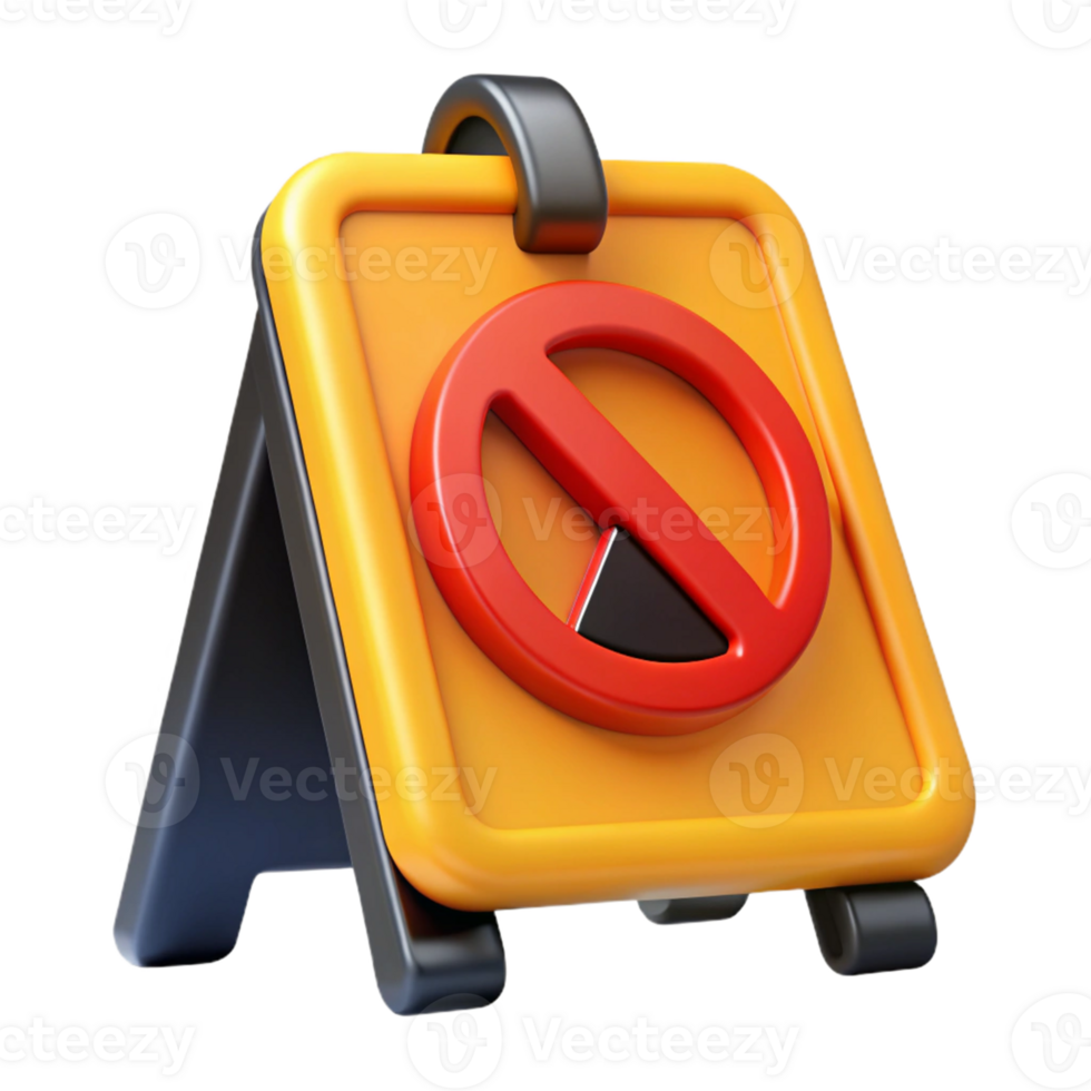 3D Render Yellow Sign Prohibition Symbol png