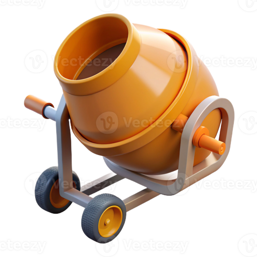 3D Render Orange Cement Mixer png