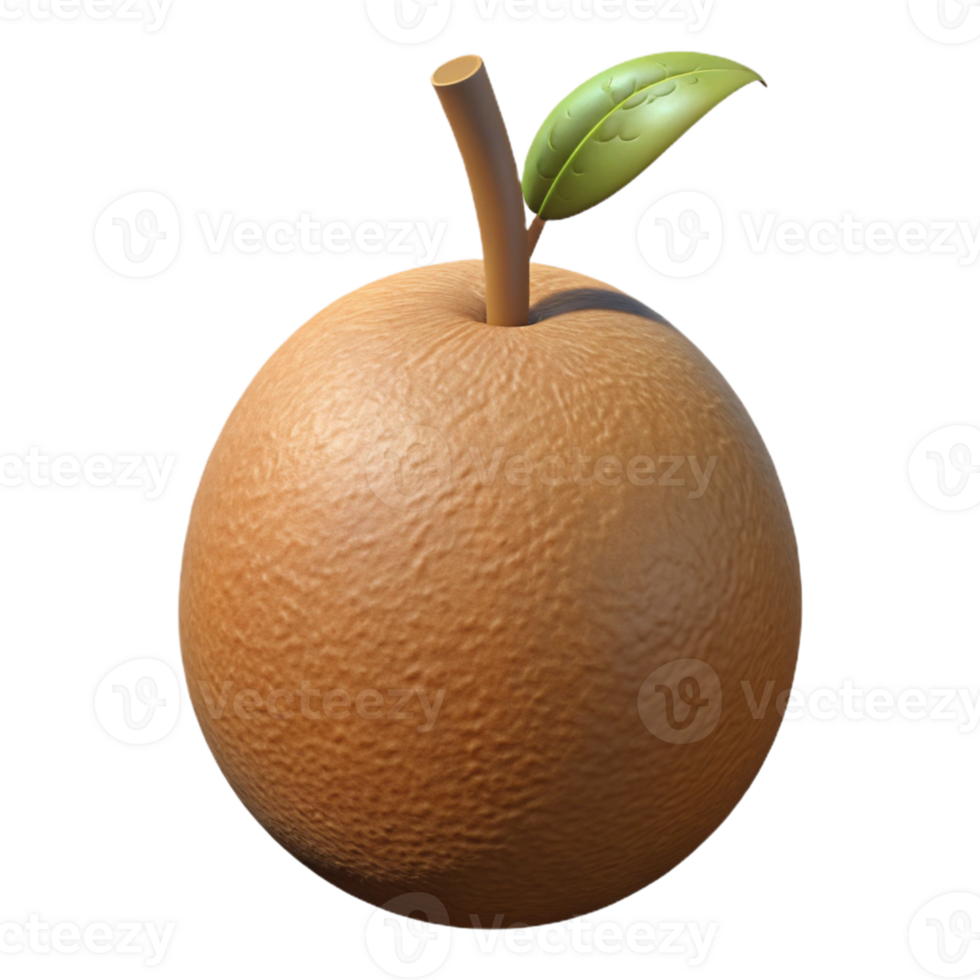 3D Render of a Wrinkled Fruit png