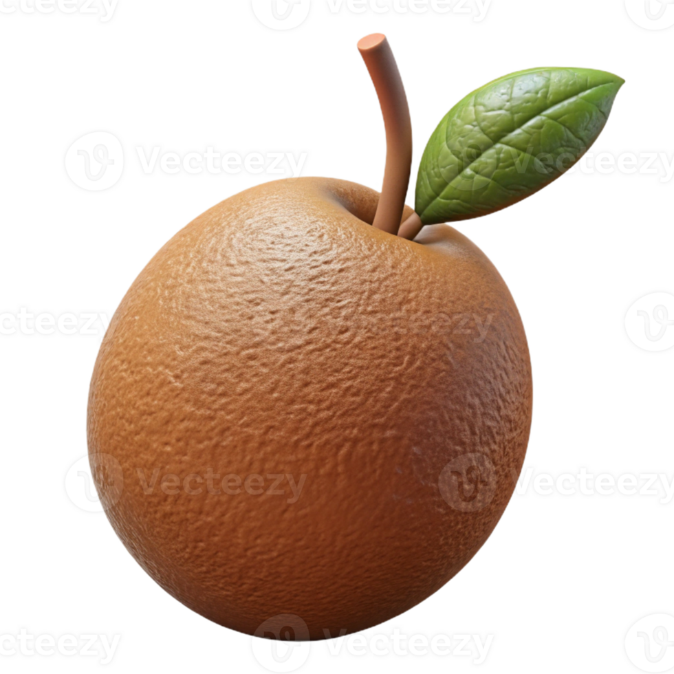 3D Render of a Textured Brown Apple png