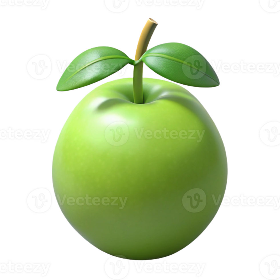 3D Green Apple Illustration png