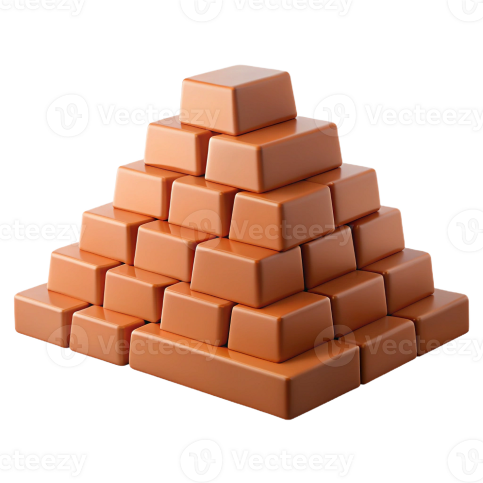 3D Render Orange Blocks Pyramid png