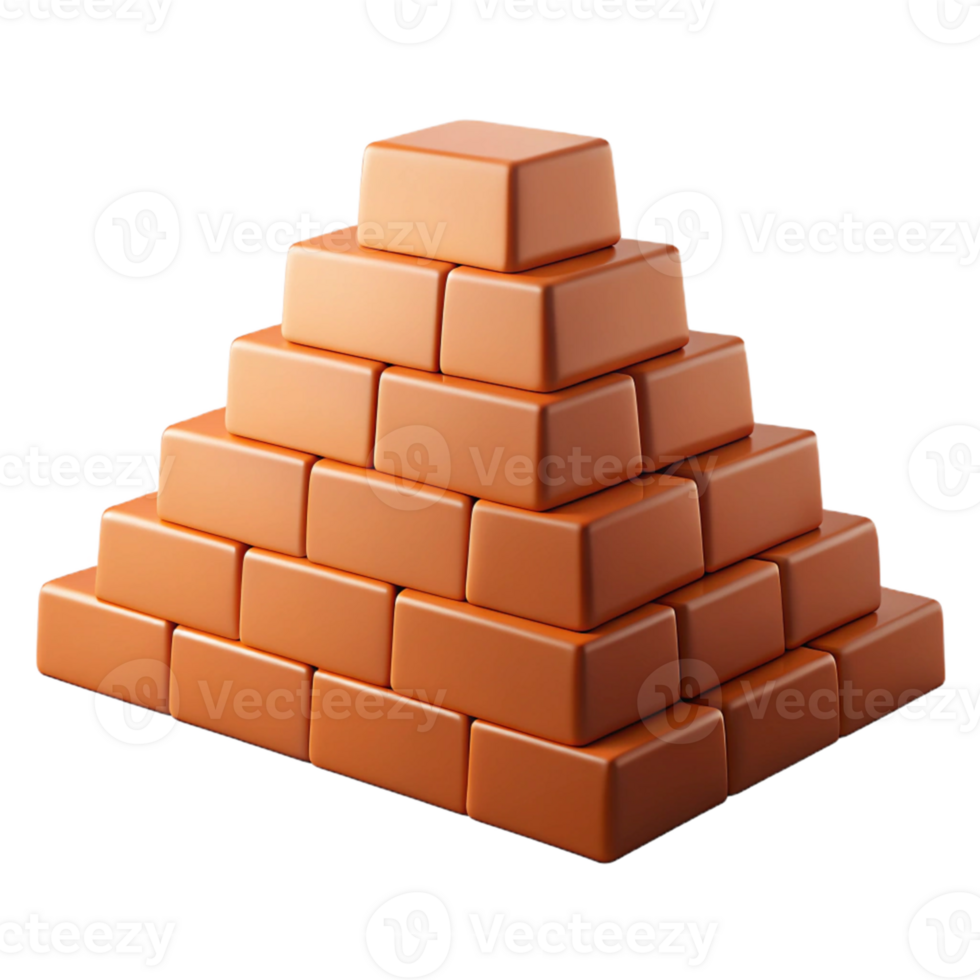 3D Render Orange Brick Pyramid Structure png