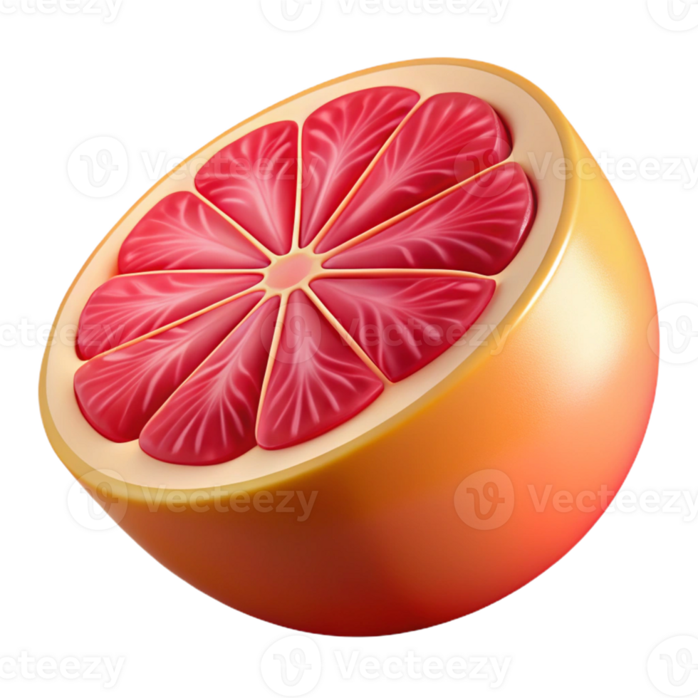 3D Grapefruit Half Illustration png