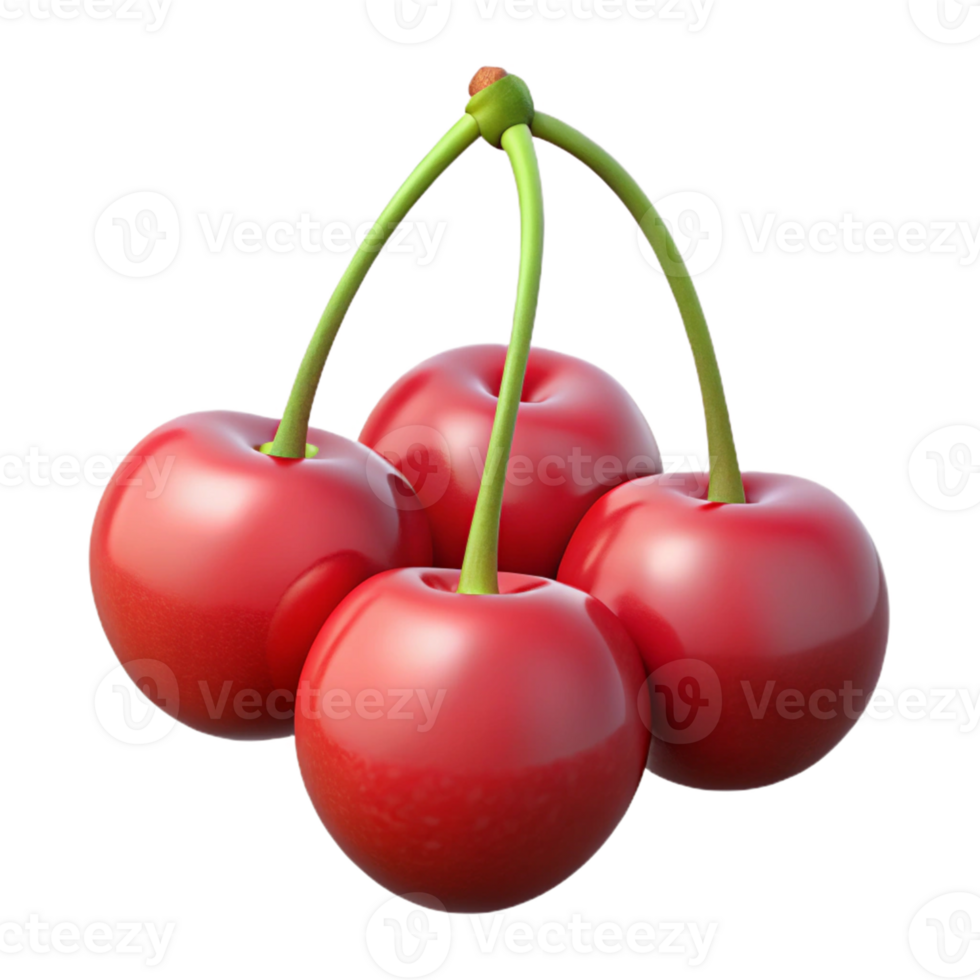 3D Render of Four Cherries png