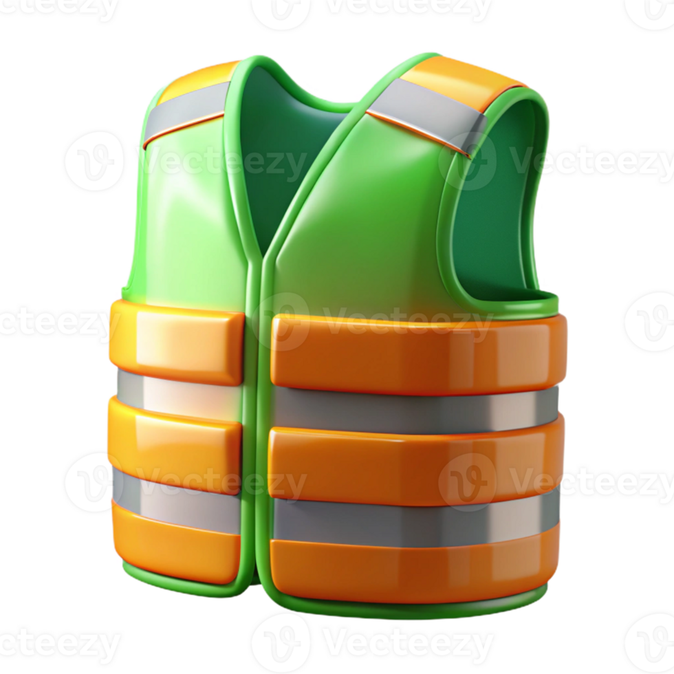 3D Render Green and Orange Safety Vest png