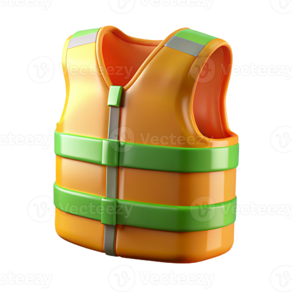 3D Render Orange Life Vest Illustration png