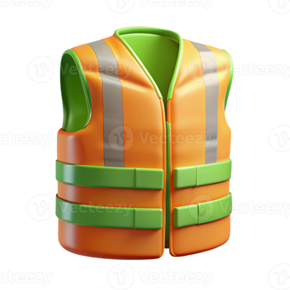 3D Render Orange Safety Vest Illustration png
