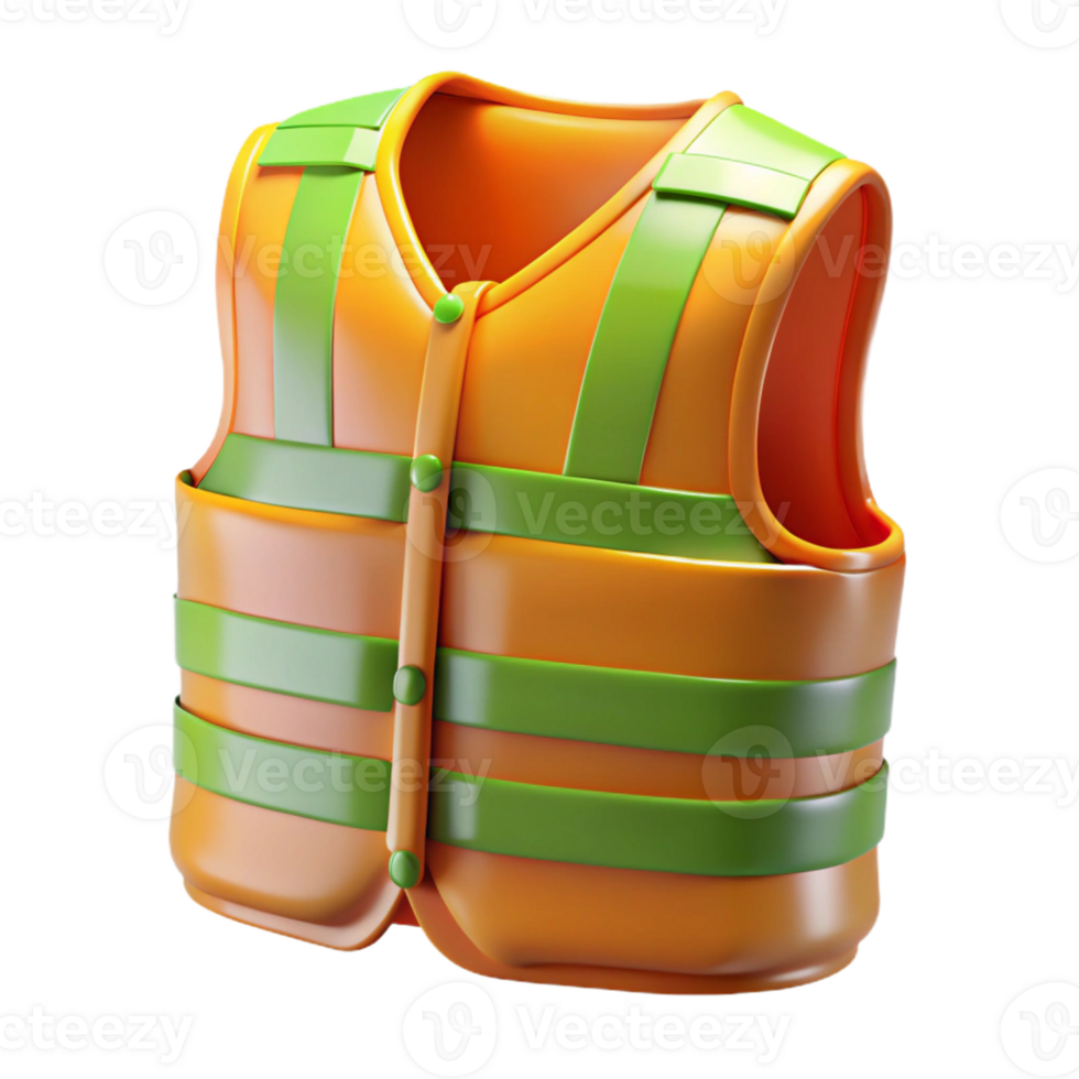 3D Render Orange Safety Vest Illustration png