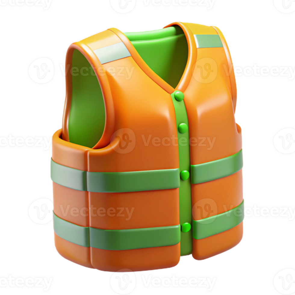 3D Render Orange Life Vest Illustration png