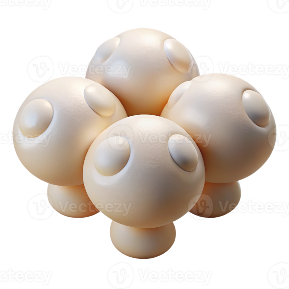 3D Render Cluster of Beige Mushrooms Illustration png