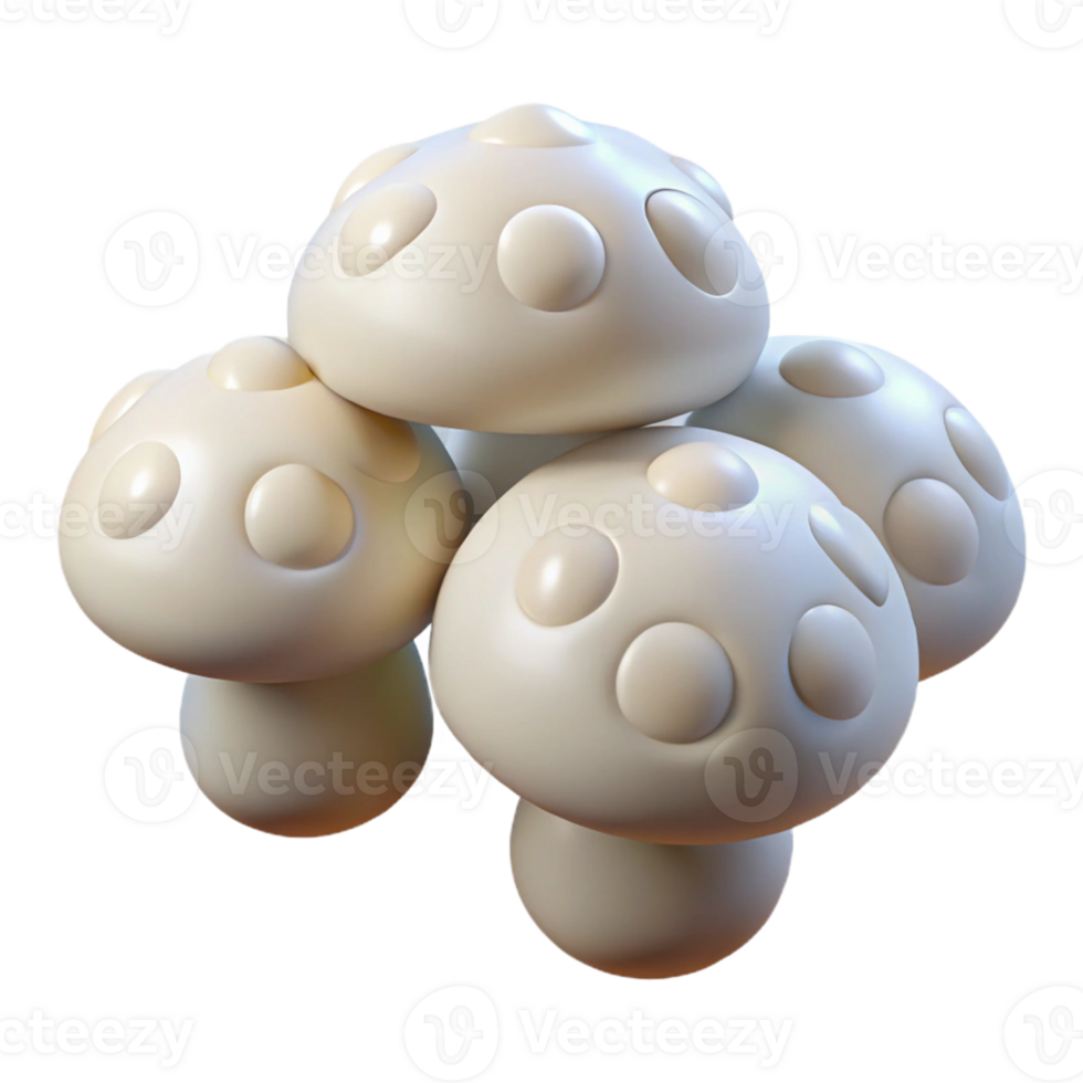 3D Render of Cute Cartoon Mushrooms png