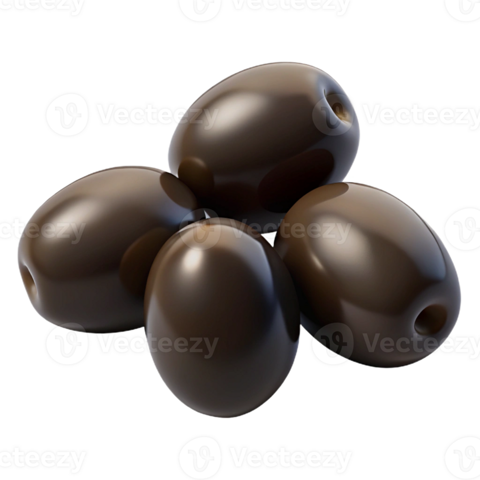 3D Render of Glossy Black Olives png