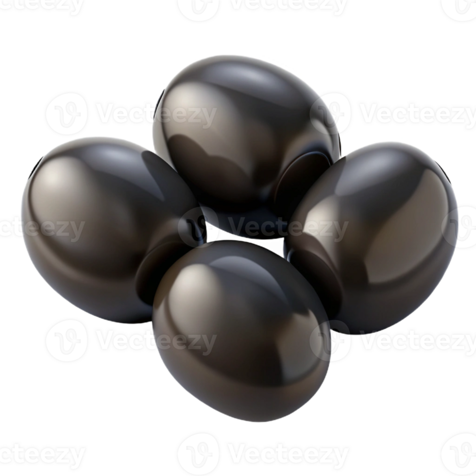 3D Render Shiny Black Olives png