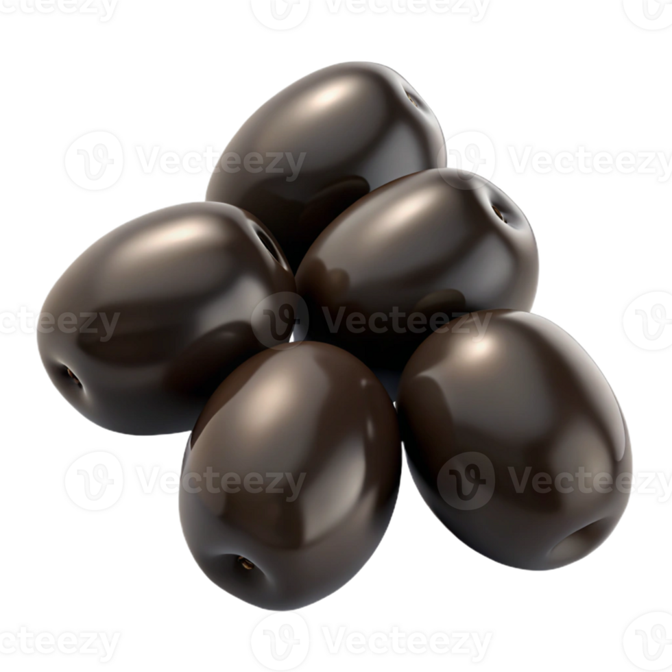 3D Render Glossy Black Olives png