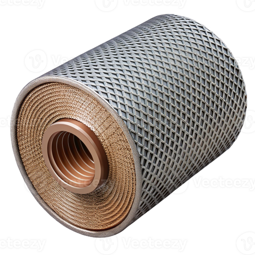 3D Render of Rolled Metal Mesh and Core png