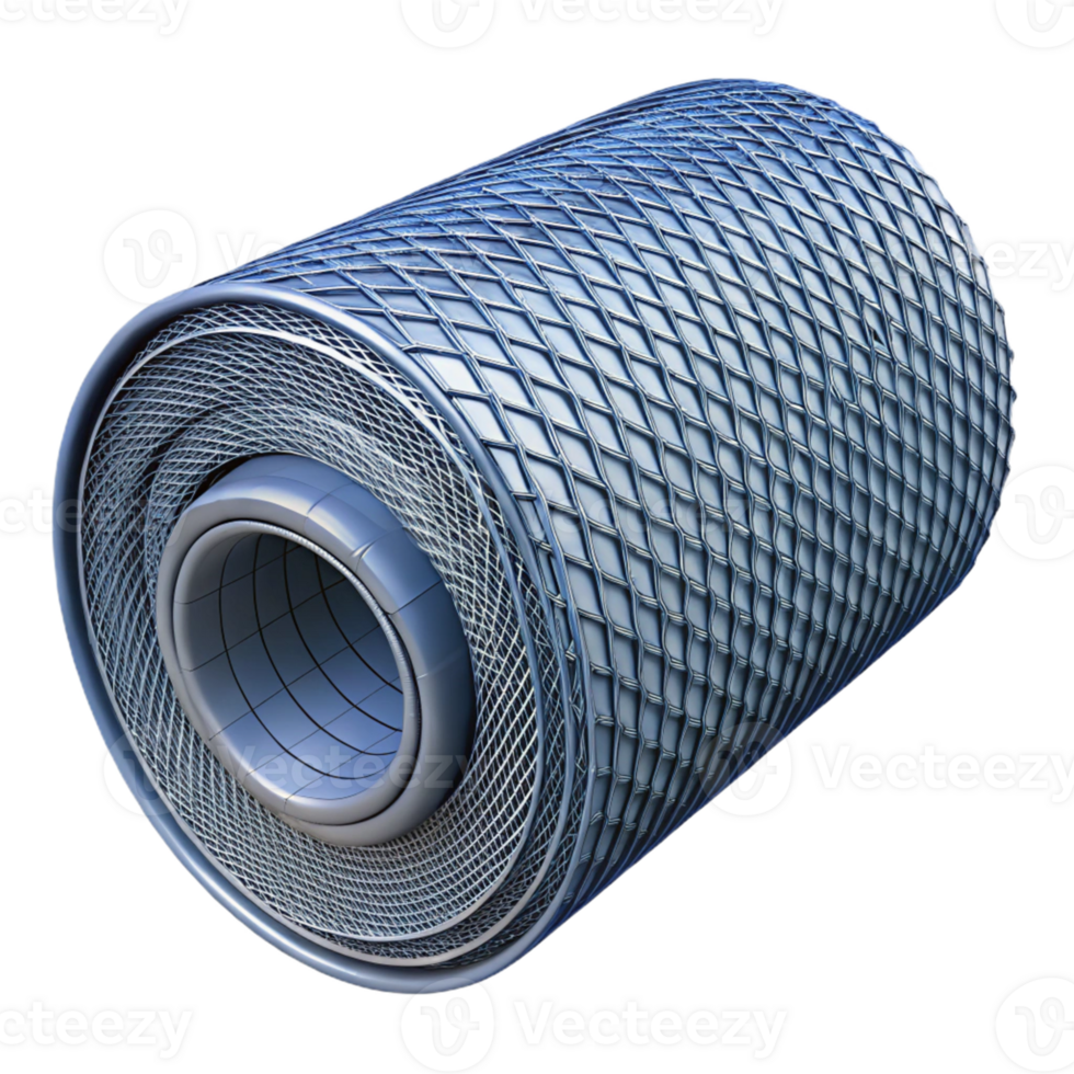 3D Render Blue Metal Mesh Roll png