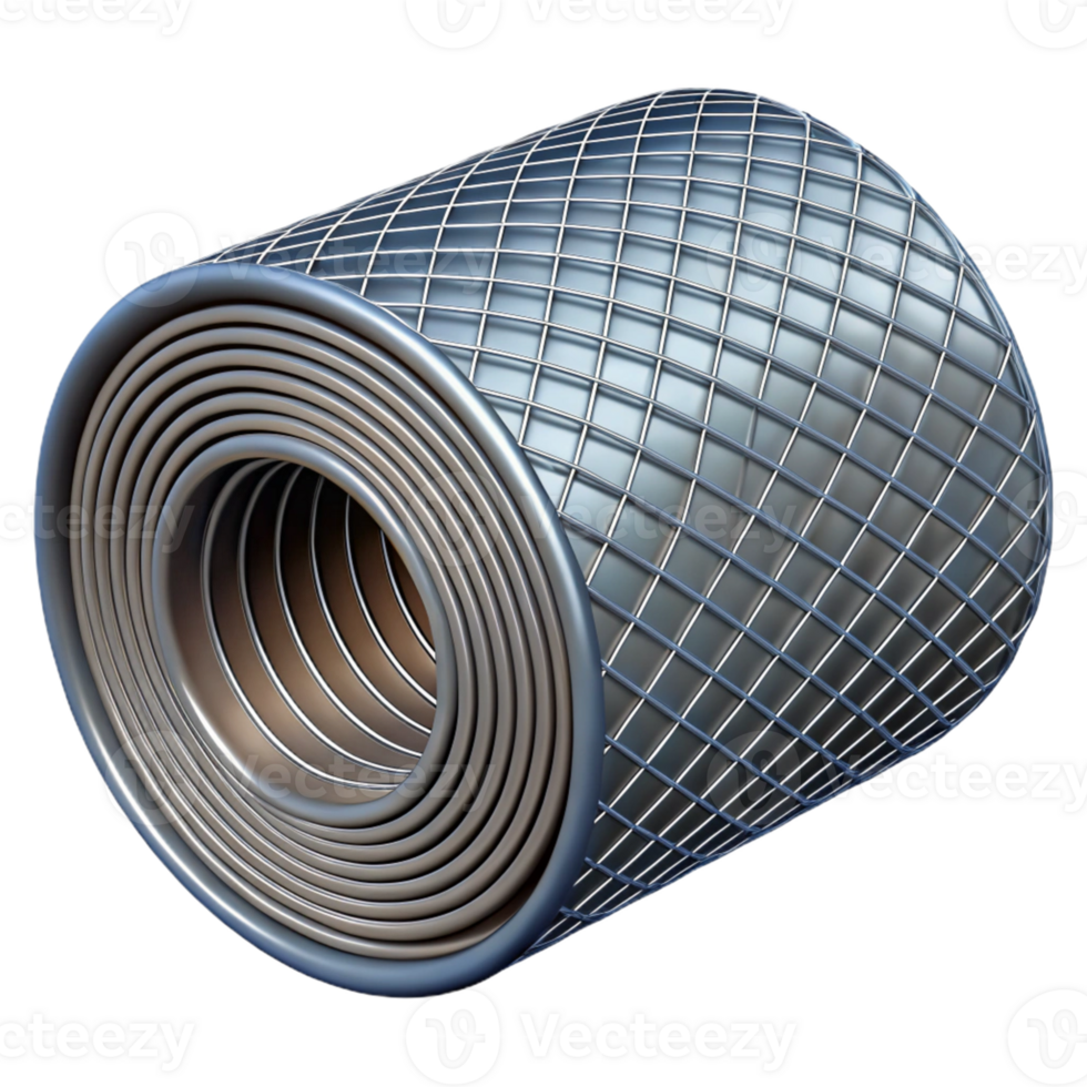 Abstract 3D Render Metallic Grid Roll png