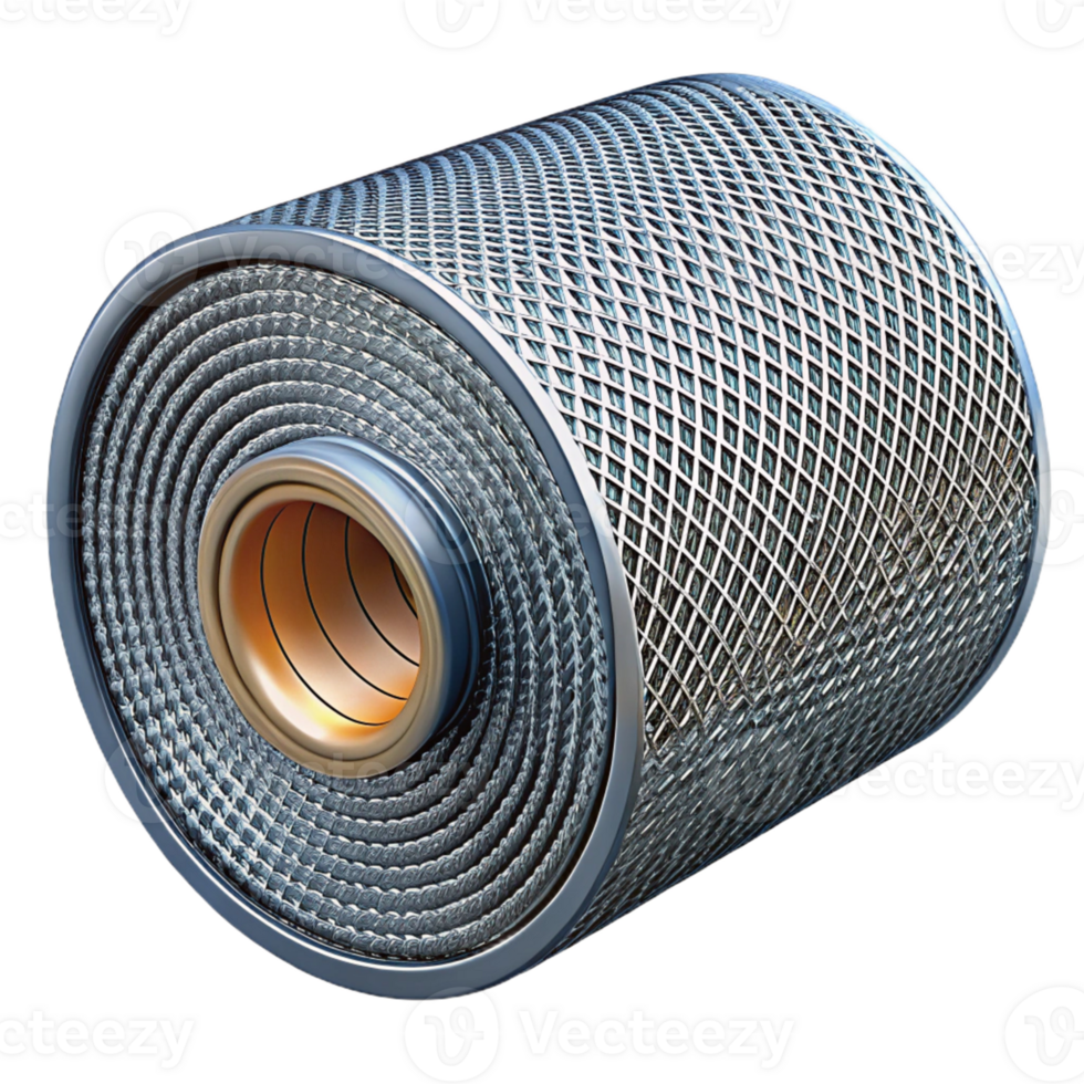 3D Render of a Metal Filter Cartridge png
