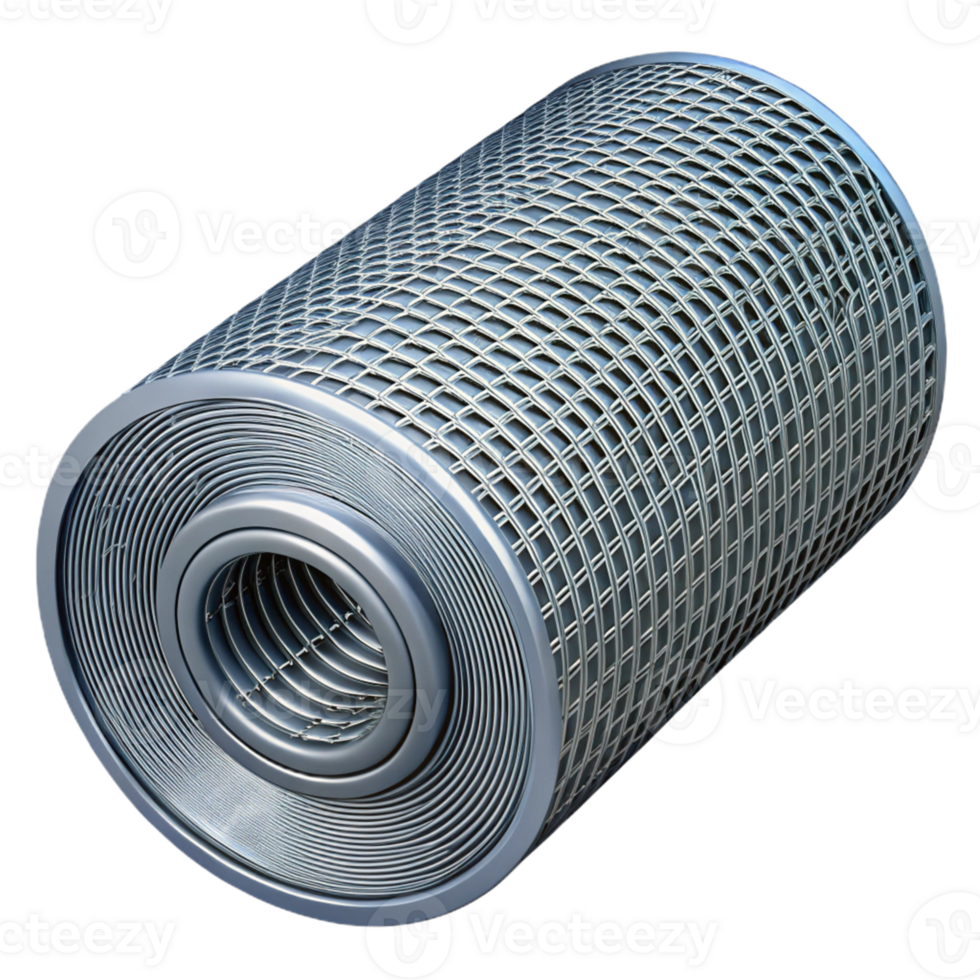 3D Render Cylindrical Metal Mesh Filter png