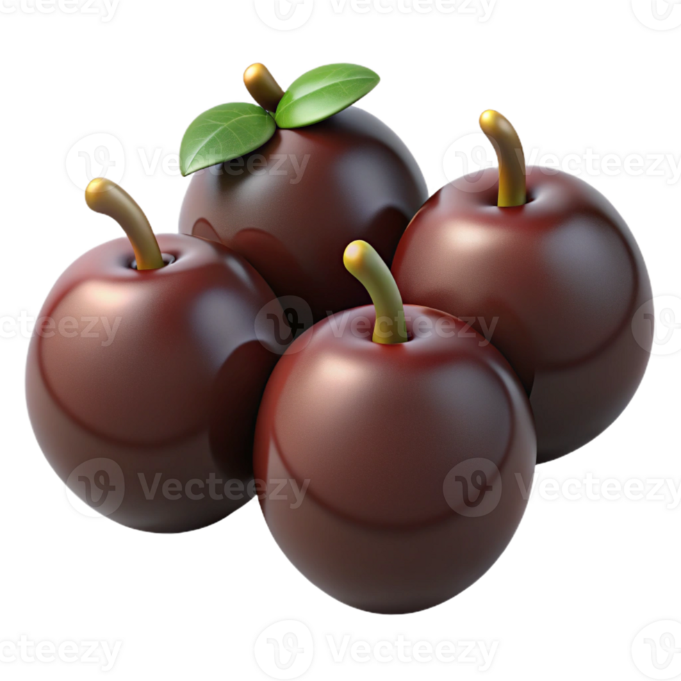 3D Render of Dark Red Plums png