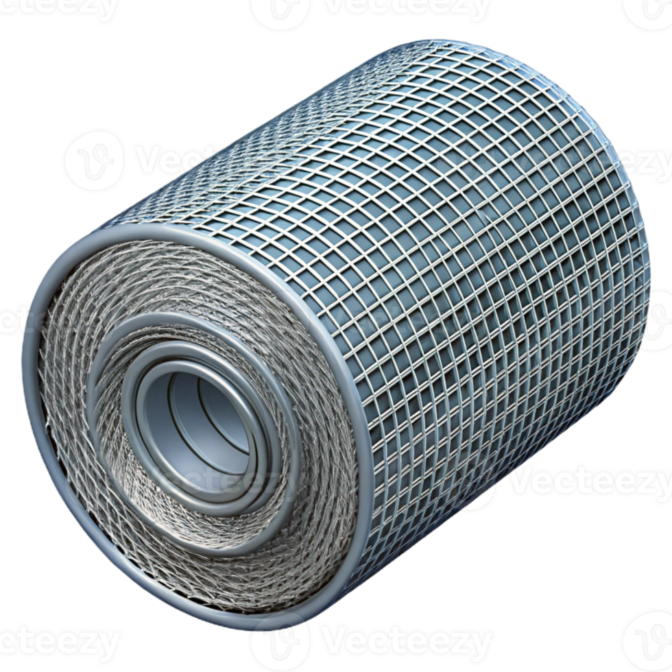 3D Render Rolled Metal Mesh png