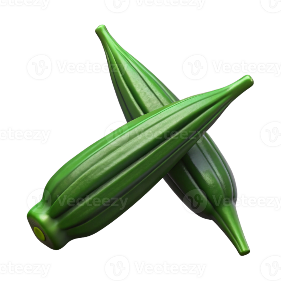 3D Render of Fresh Okra png