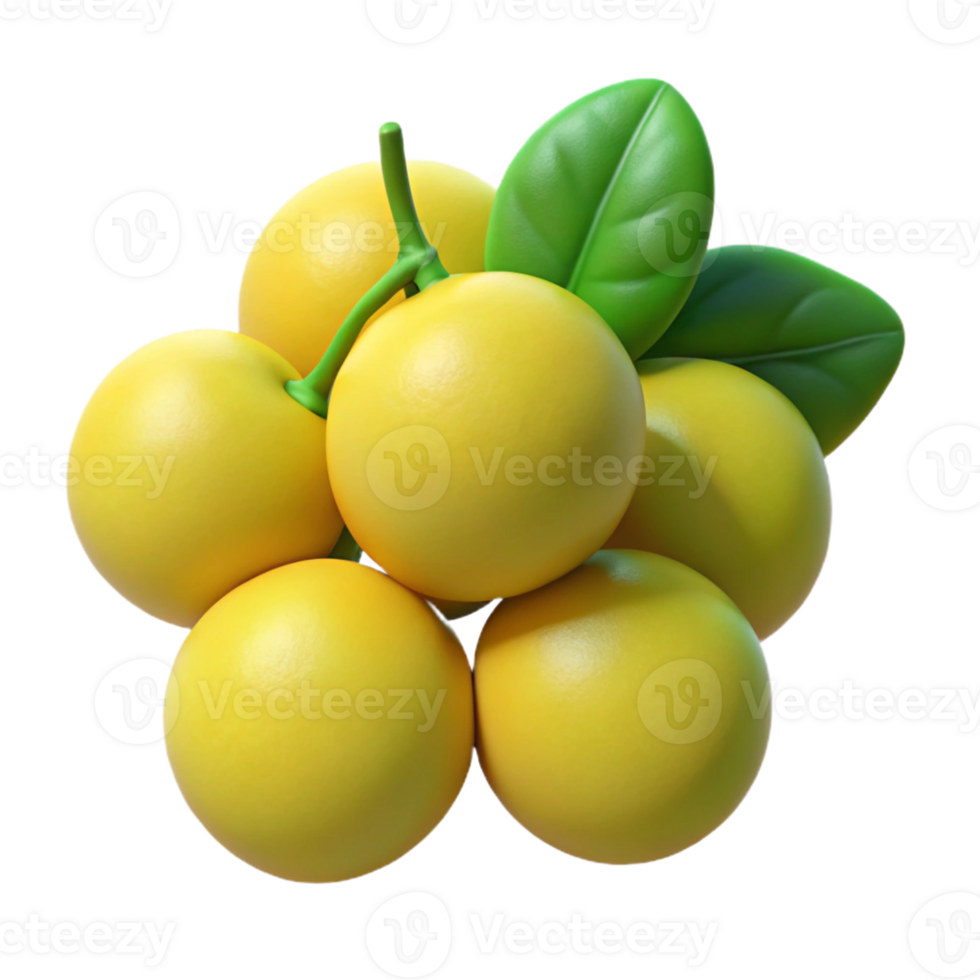 3D Render Yellow Fruit Cluster Illustration png