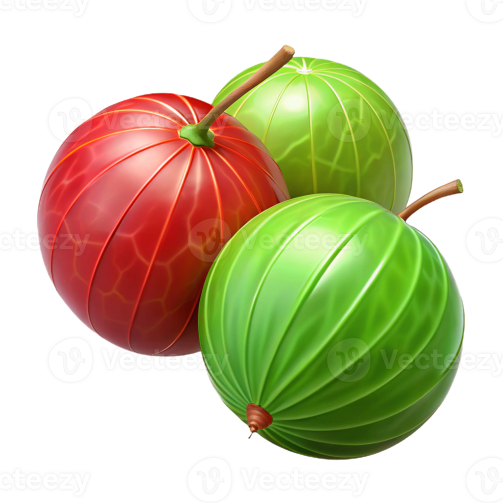 3D Illustration of Red and Green Fruits png