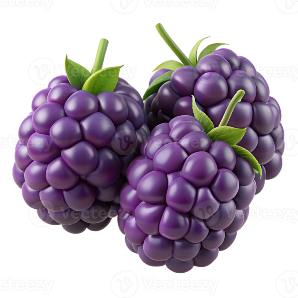 3D Render of Juicy Blackberries png