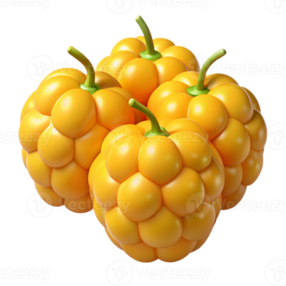 3D Render of Cluster of Yellow Berries png