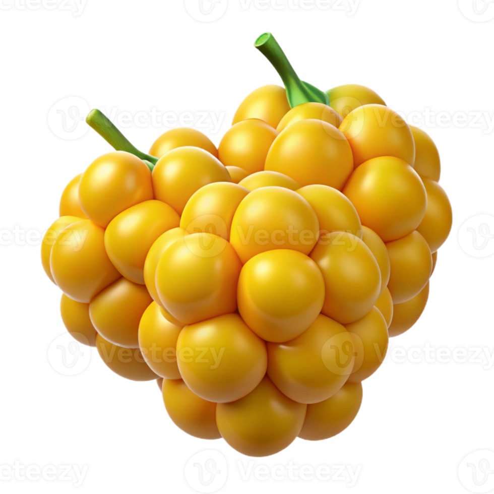 3D Render Yellow Berry Cluster Illustration png